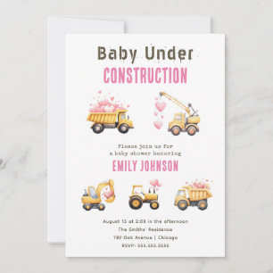 Invitación a Baby Shower de Camión de Construcción