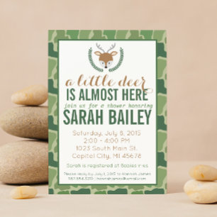 Invitación a Baby Shower de camo verde pequeño cie