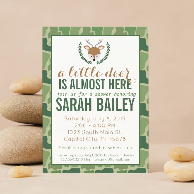 Invitación a Baby Shower de camo verde pequeño cie (Subido por el creador)