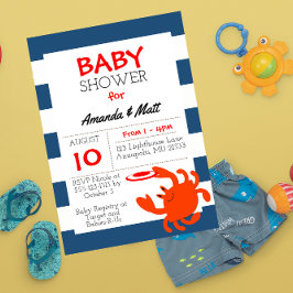 Invitación a Baby Shower de cangrejo náutico de la