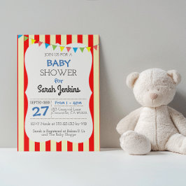 Invitación a Baby Shower de Carnaval Circus Stripe