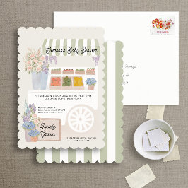 Invitación a Baby Shower de carritos cultivados lo