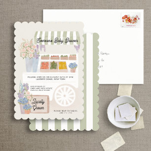 Invitación a Baby Shower de carritos cultivados lo