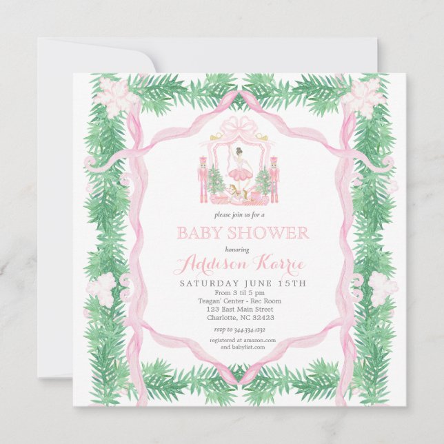 Invitación a baby shower de Cascanueces (Anverso)