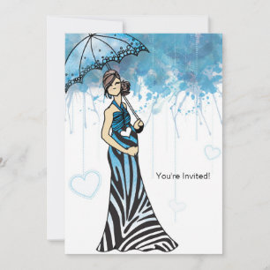Invitación a Baby Shower de cebra - Azul2