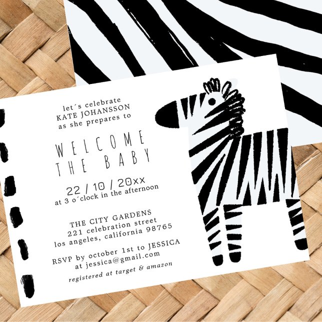 Invitación a Baby Shower de Cebra Dusty Blue Boy (Subido por el creador)