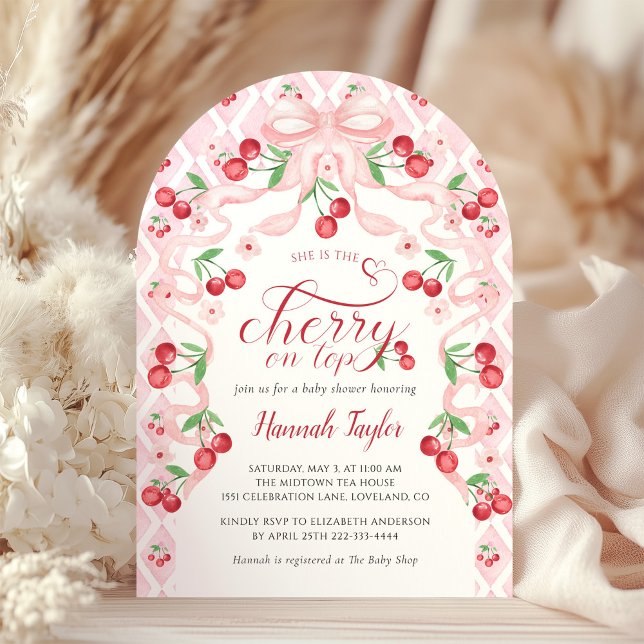 Invitación a Baby Shower de cereza de vaca rosa (Subido por el creador)