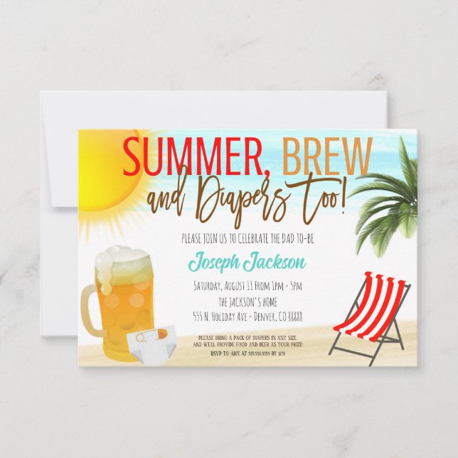  Invitación a Baby Shower de cerveza de verano (Anverso)