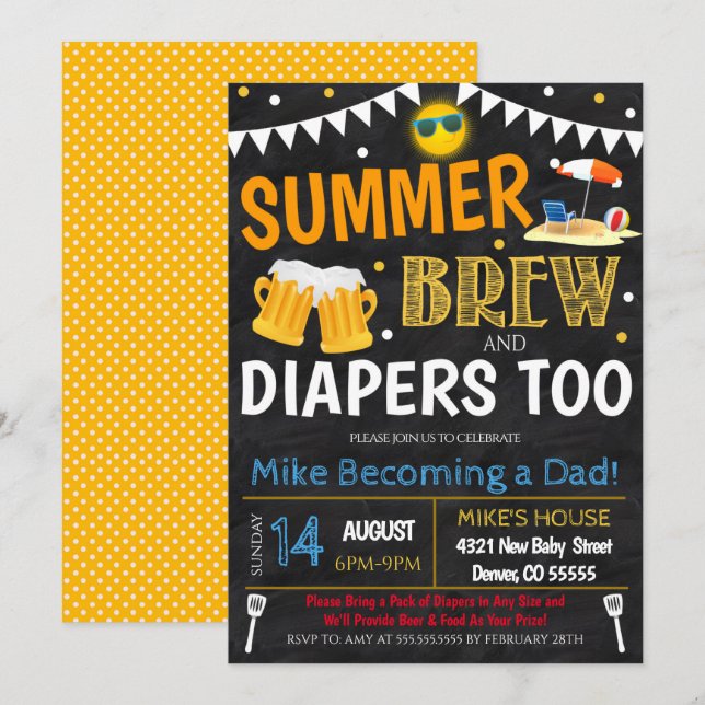 Invitación a Baby Shower de cerveza de verano (Anverso / Reverso)