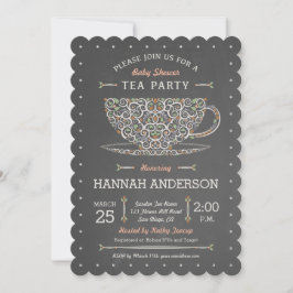 Invitación a Baby Shower de Chalkboard Lacy Teacup