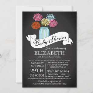 Invitación a Baby Shower de Chalkboard Mason Jar