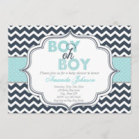 Invitación a Baby Shower de Chevron Boy Oh Boy Mod