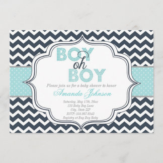 Invitación a Baby Shower de Chevron Boy Oh Boy Mod