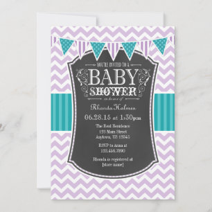 Invitación a Baby Shower de Chevron con cartón púr