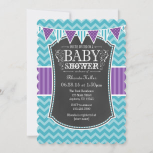 Invitación a Baby Shower de Chevron con tablero de