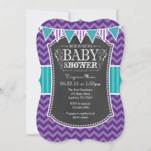 Invitación a Baby Shower de Chevron con tablero de