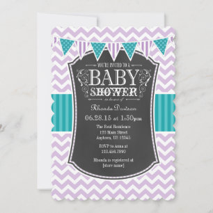 Invitación a Baby Shower de Chevron con tablero de