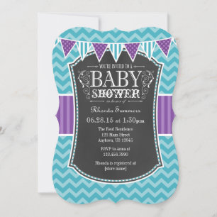 Invitación a Baby Shower de Chevron con tablero de