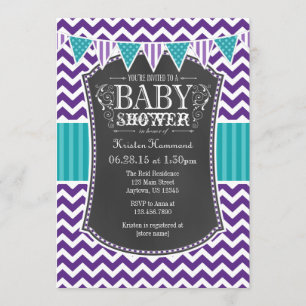 Invitación a Baby Shower de Chevron con tablero de