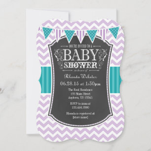 Invitación a Baby Shower de Chevron con tablero de