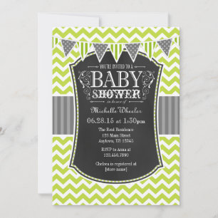 Invitación a Baby Shower de Chevron Green Lime Cha