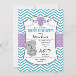 Invitación a Baby Shower de Chevron gris púrpura v