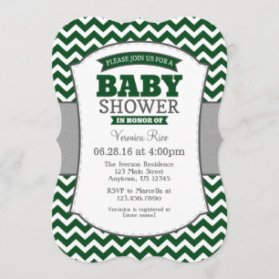 Invitación a Baby Shower de Chevron gris verde osc