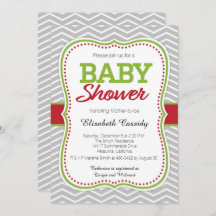 Invitación a Baby Shower de Chevron navideño para 