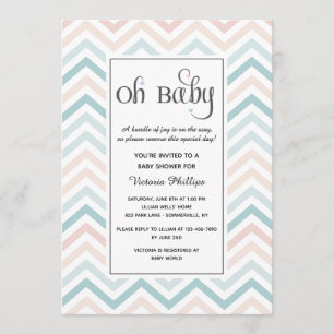 Invitación a Baby Shower de Chevron Pastel