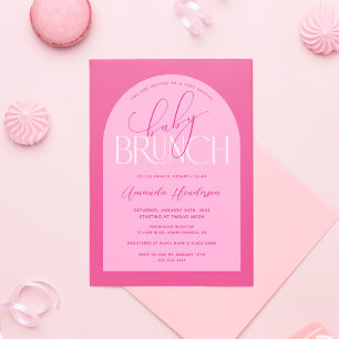 Invitación a Baby Shower de chica Bebé Rosa Brunch