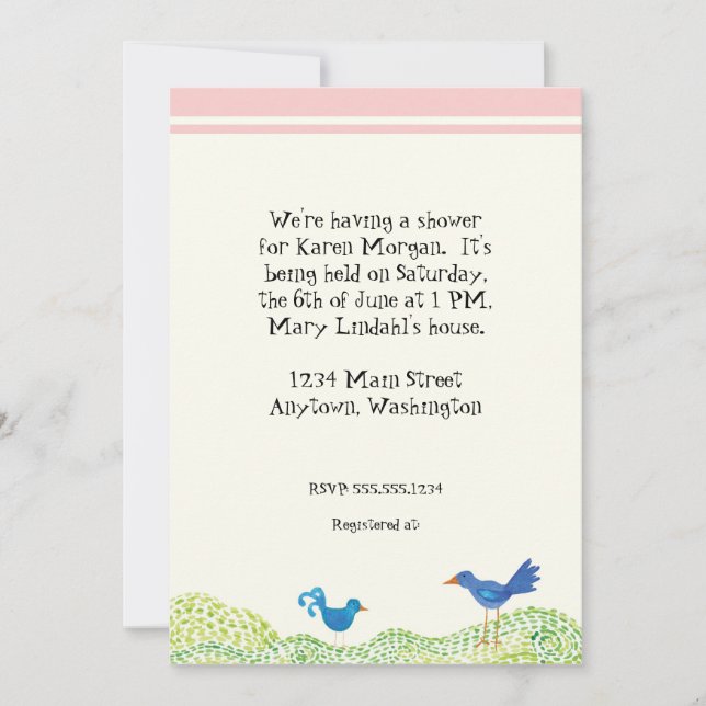 Invitación a Baby Shower de Chica caprichoso del á (Anverso)