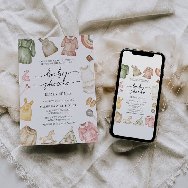 Invitación a Baby Shower de chica Clothes (Subido por el creador)