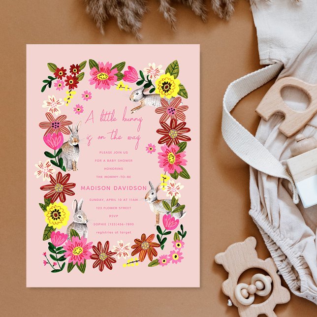 Invitación a Baby Shower de Chica conejo lindo con (Subido por el creador)