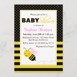 Invitación a Baby Shower de Chica de abejas con bu