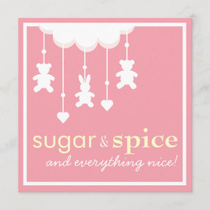 Invitación a Baby Shower de Chica de azúcar y espe