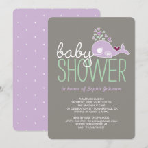 Invitación a Baby Shower de Chica de ballena lilac