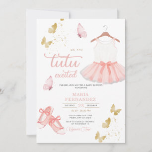 Invitación a Baby Shower de Chica de ballet de oro