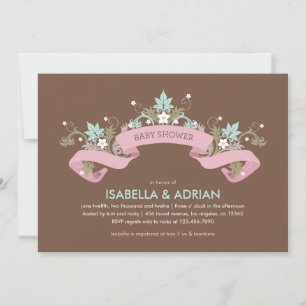 Invitación a Baby Shower de Chica de banners flora