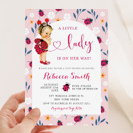 Invitación a Baby Shower de Chica de Blonde Ladybu