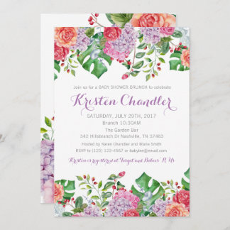 Invitación a Baby Shower de Chica de Brunch floral