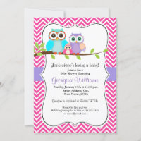Invitación a Baby Shower de Chica de búho/rosa