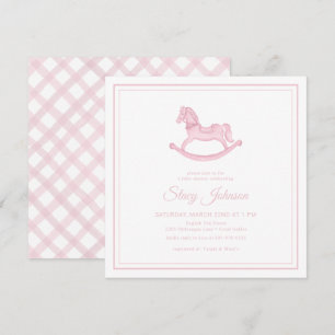 Invitación a Baby Shower de Chica de caballo rosad