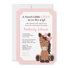 Invitación a Baby Shower de Chica de caballos