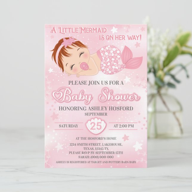Invitación a Baby Shower de Chica de cabeza roja  (Anverso de pie)