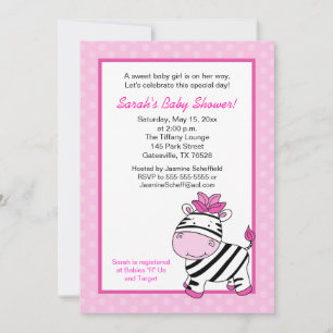 Invitación a Baby Shower de Chica de cebra rosa