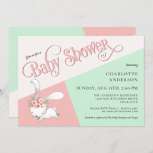 Invitación a Baby Shower de Chica de Conejo Difere