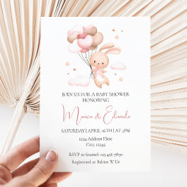 Invitación a Baby Shower de Chica de Conejo y Glob