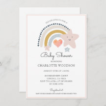 Invitación a Baby Shower de Chica de corazón rosad