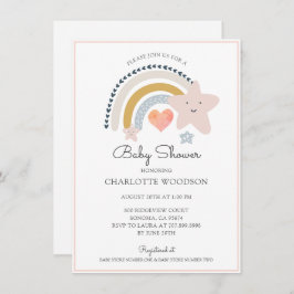 Invitación a Baby Shower de Chica de corazón rosad