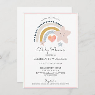 Invitación a Baby Shower de Chica de corazón rosad